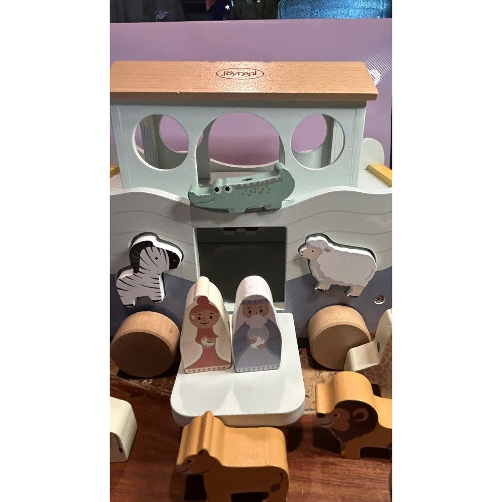 Joyreal Noahs Ark Wooden Pull Toy Shape Sorter‎ Animal Figures Toddler Play Set - Picture 10 of 14